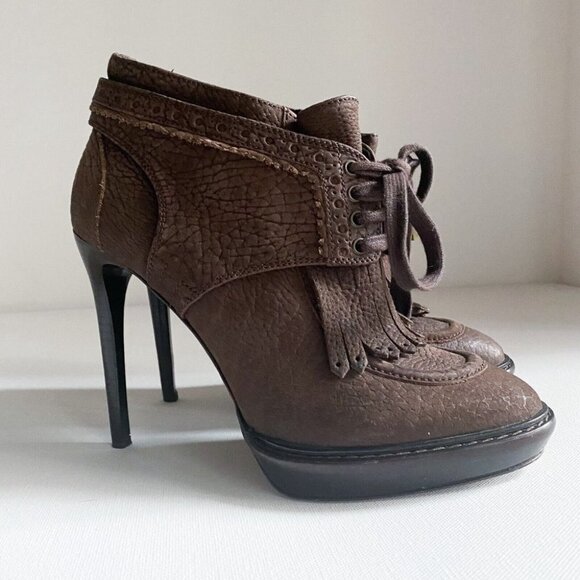 NWOT Burberry Brown Heeled Boots - Picture 2 of 10